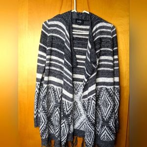 Gray White Cardigan Sweater Duster size Medium
